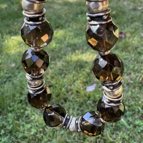Vintage SILPADA Sterling Silver Faceted Smoky Quartz Bracelet Chunky Beaded RARE - Picture 14 of 16